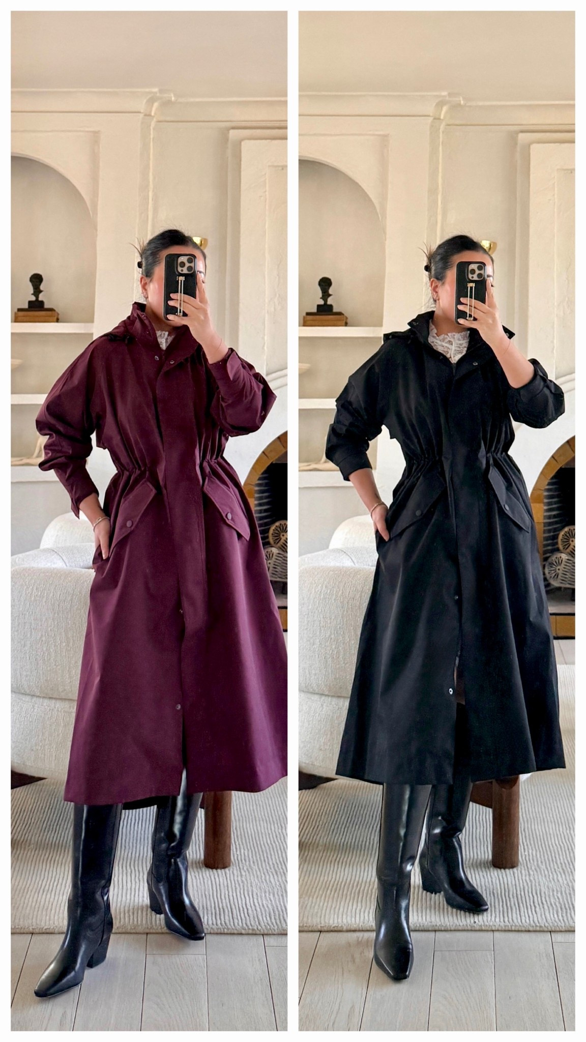 Lightweight, comfortable and gives an hourglass shape with interior drawstrings. Such a beautiful raincoat!

@onequince 
#quincepartner