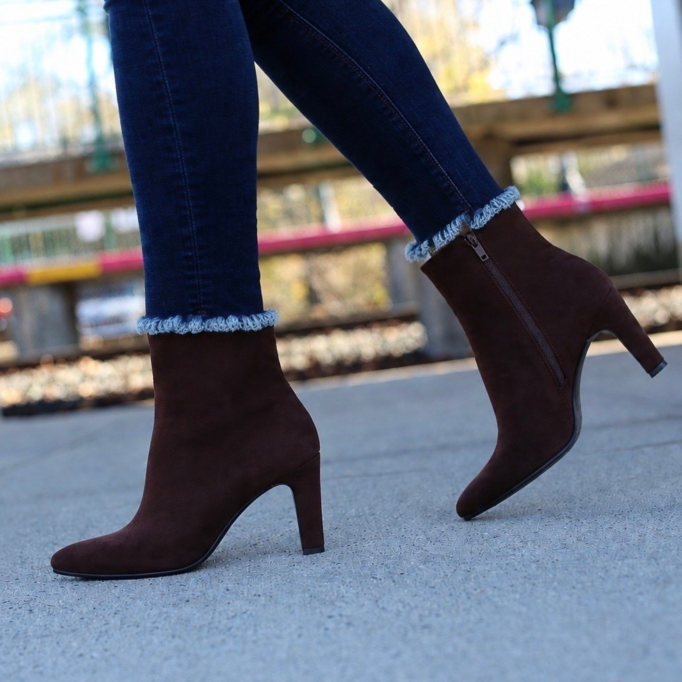 Brown faux suede booties from Walmart $40