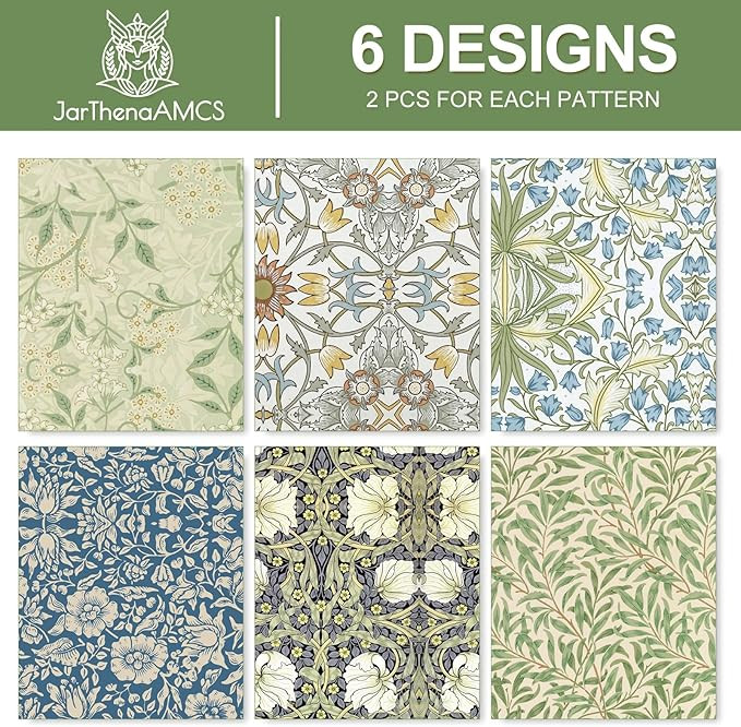 JarThenaAMCS 12 Sheets William Morris Floral Wrapping Paper -Not Roll- Greenery Gift Wrap Paper F... | Amazon (US)