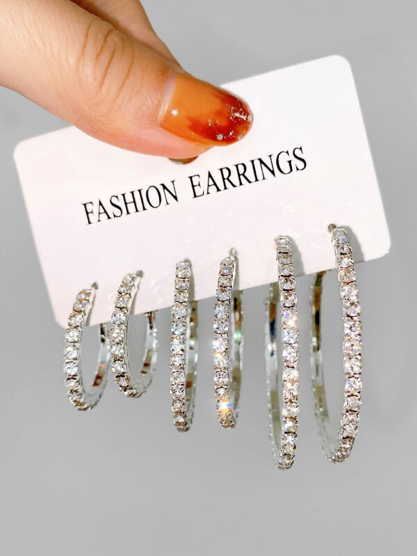 3pairs Rhinestone Decor Hoop Earrings
   
      SKU: sj2206280909066899
          (100+ Reviews) ... | SHEIN