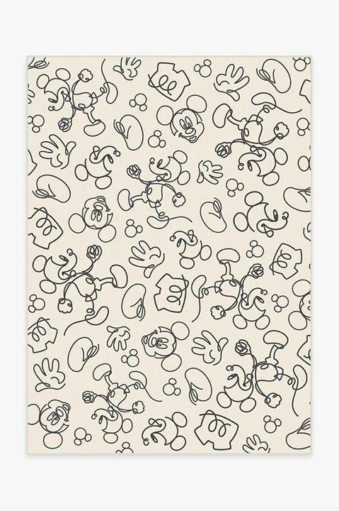 Mickey Doodles Black and Ivory Rug | Ruggable