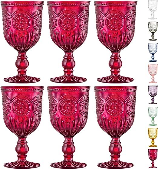 Yungala Red Goblets, Set of 6 Hand Crafted Colored Wine Glasses for lovers of red glassware, perf... | Amazon (US)