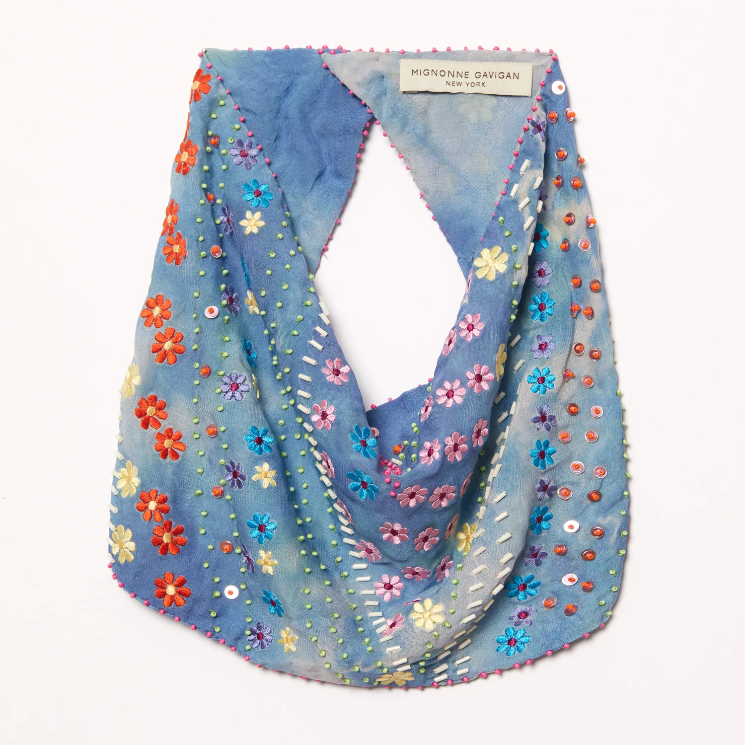 Ana Floral Scarf Necklace Blue | Mignonne Gavigan