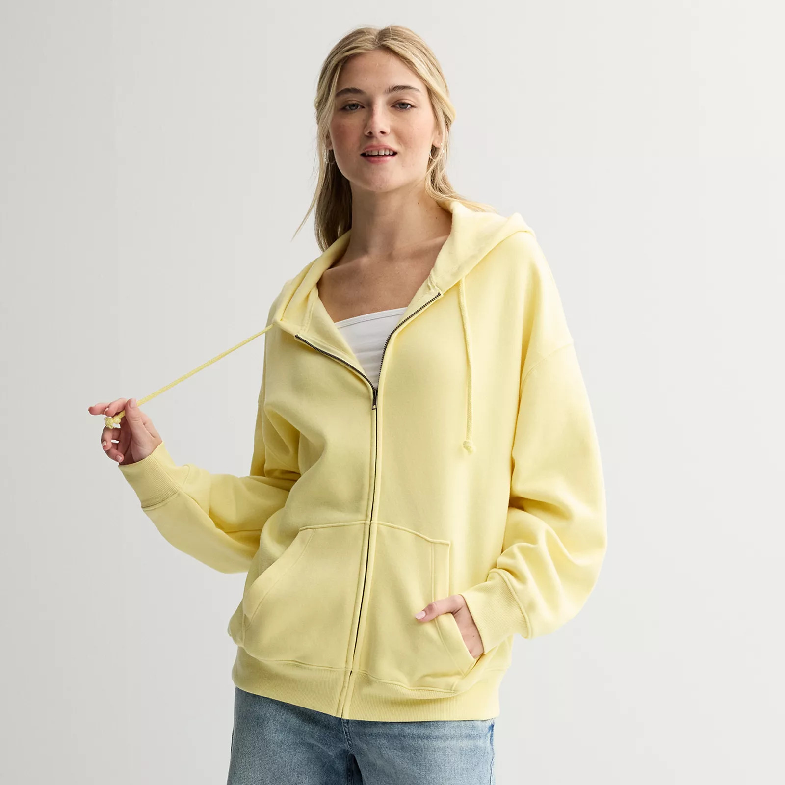Juniors' SO® Oversized Zip-Up Hoodie | Kohl's