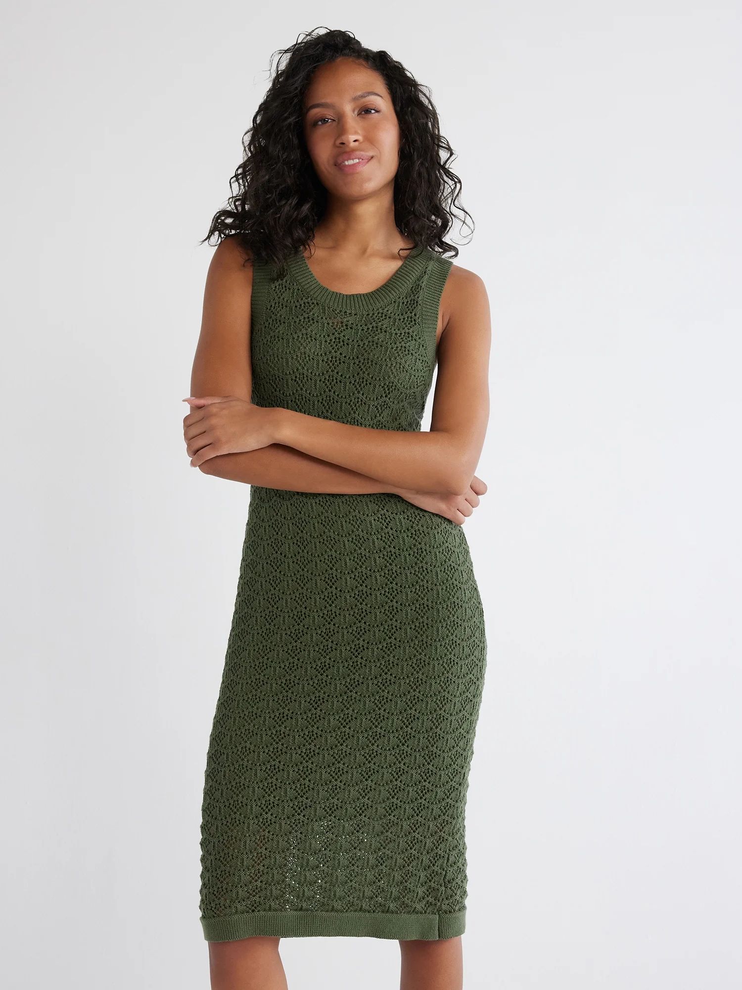 Time and Tru Women's Textured Stitch Sweater Dress, Sizes XS-XXXL | Walmart (US)