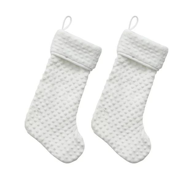 My Texas House Madison Bright White Embossed Christmas Stockings, 21" (2 Count) - Walmart.com | Walmart (US)