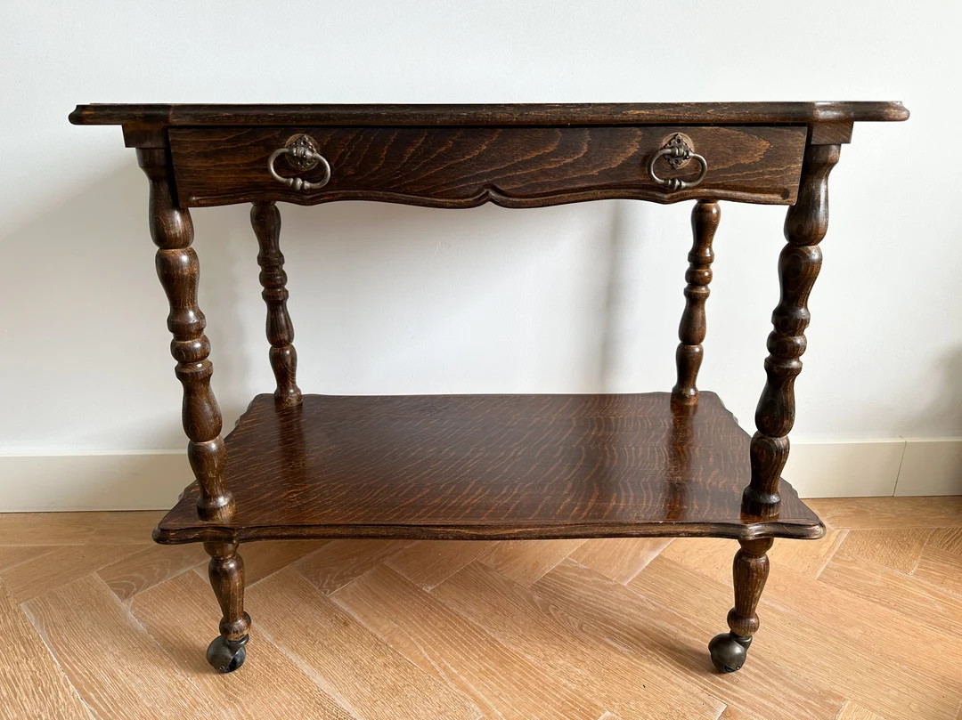 Vintage Carved Oak Hall/side Table on Wheels With a Drawer, Hall Stand, Occasional Table - Etsy C... | Etsy (CAD)