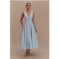 Keely Cotton Sleeveless Midi Dress / Sky Blue | MESHKI | M | MESHKI US