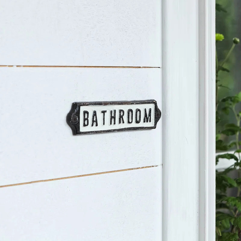 Cast Iron Bathroom Door Sign | Wayfair North America