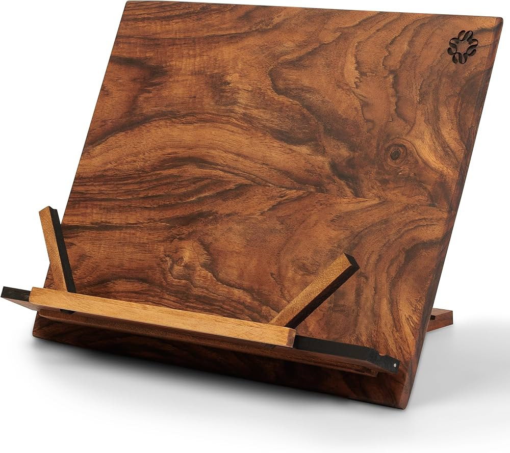TILISMA Wooden Cook Book Stand – Handmade Walnut Book Holder for Reading Hands Free – Cookboo... | Amazon (US)