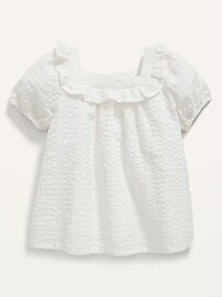 Ruffled Seersucker Puff-Sleeve Top for Toddler Girls | Old Navy (US)