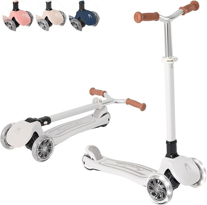 MomnLittle Kick Scooter for Kids Ages 3-10 (Beige/Pink/Navy/White) 3 Wheeled with LED Light-Up Wh... | Amazon (US)