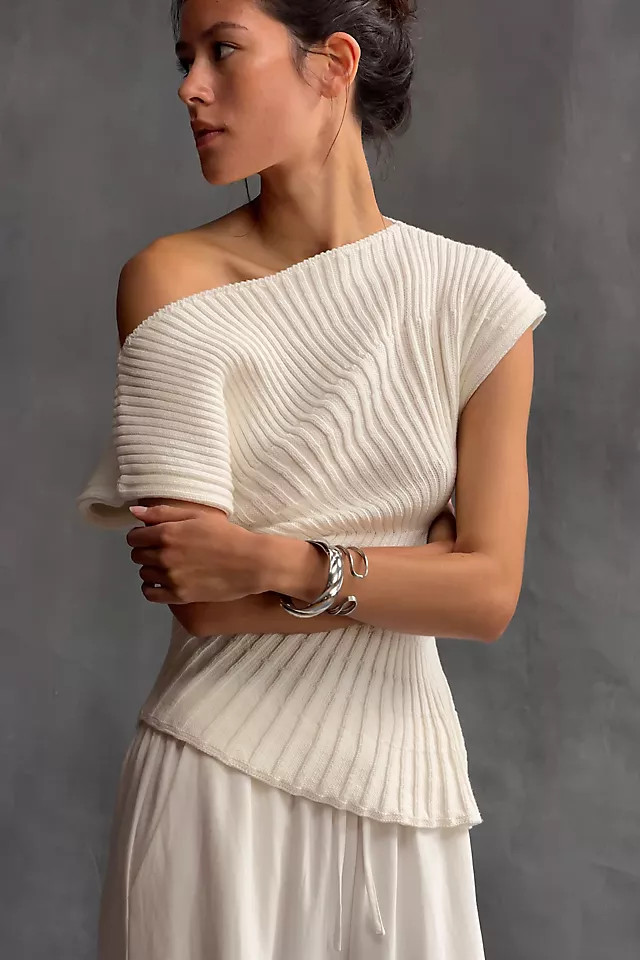 Celia Asymmetric Ribbed Sweater | Anthropologie (US)