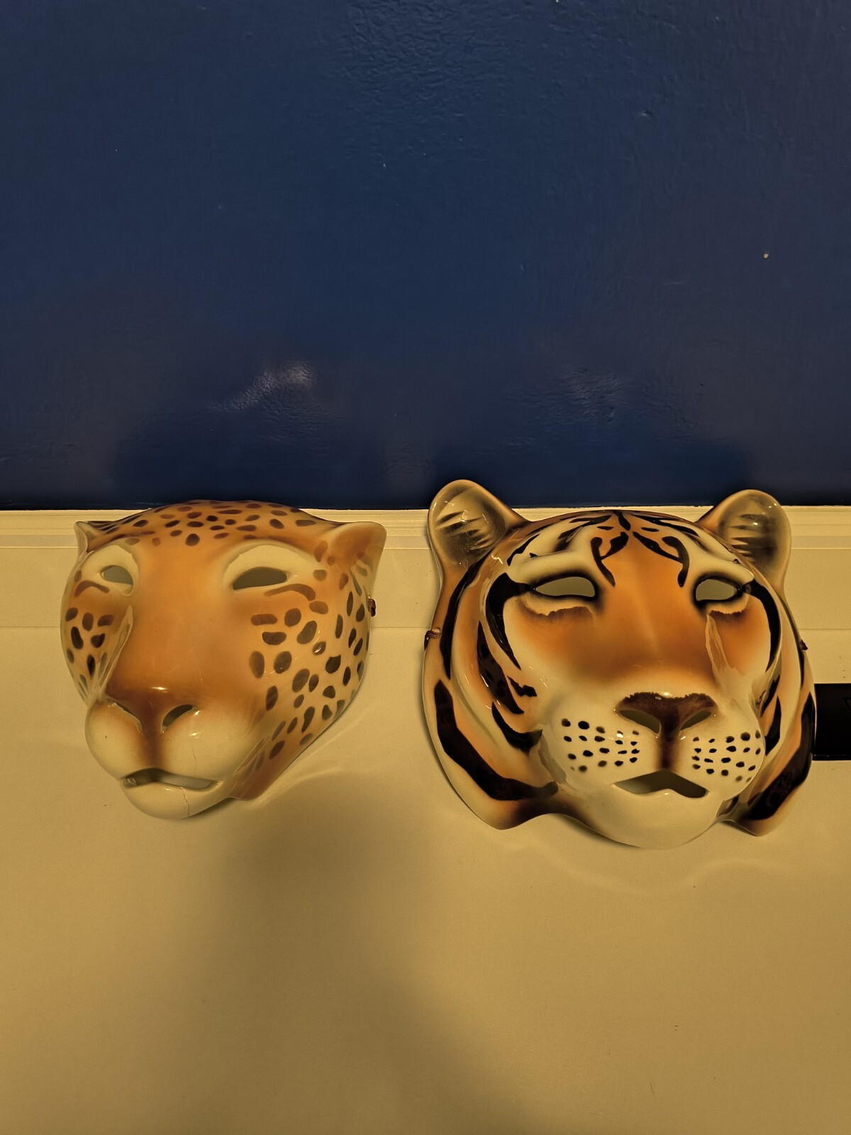 Catiya Ceramic Tiger & Cheetah Mask Signed Cheetah Has Crack In The Lip See Pics | eBay US
