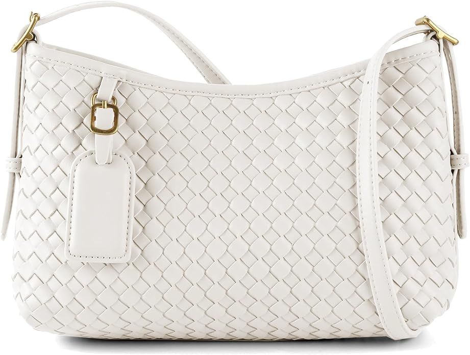 Woven Crossbody Bag with Small Purse, Vegan Leather Shoulder Handbag for Women, Trendy Underarm S... | Amazon (US)