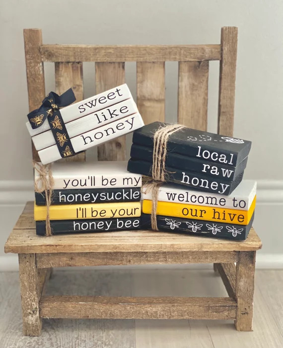 MINI Wooden Farmhouse Book Stacks//bee Decor//tiered Tray | Etsy | Etsy (US)