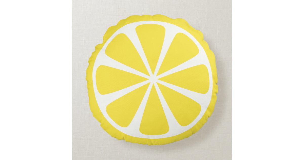 Lemon Slice Yellow Summer Round Throw Pillow | Zazzle | Zazzle