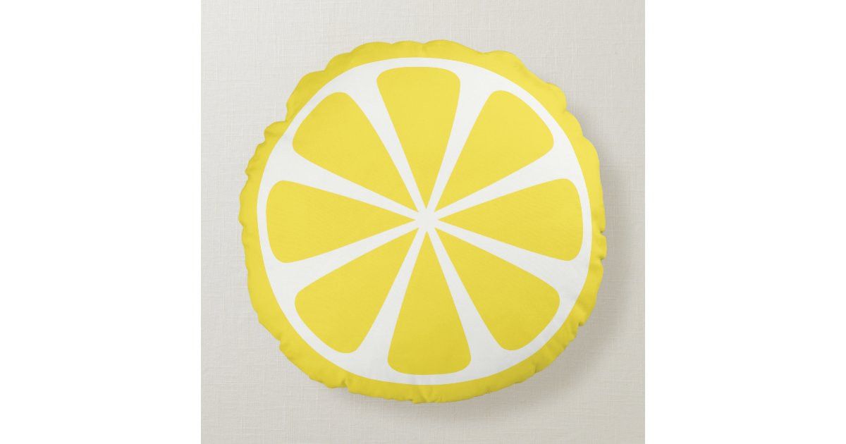 Lemon Slice Yellow Summer Round Throw Pillow | Zazzle | Zazzle