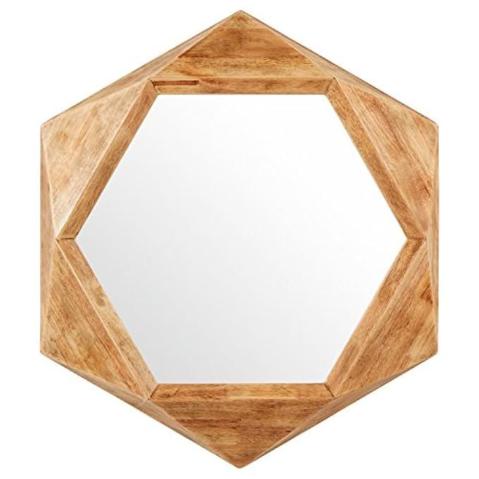 Rivet Modern Hexagon Wood Frame Mirror, 30" H, Natural | Amazon (US)