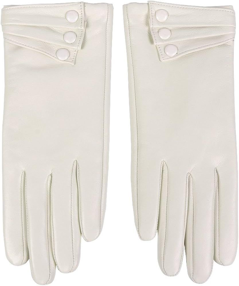 Nappaglo Nappa Leather Gloves Warm Lining Winter Button Decoration Lambskin for Women | Amazon (US)
