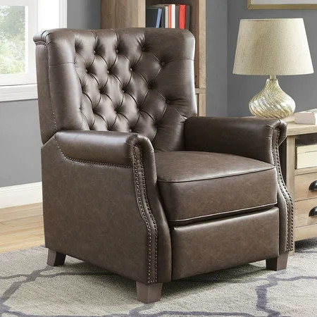 Better Homes and Garden Tufted Push Back Recliner, Brown Faux Leather | Walmart (US)