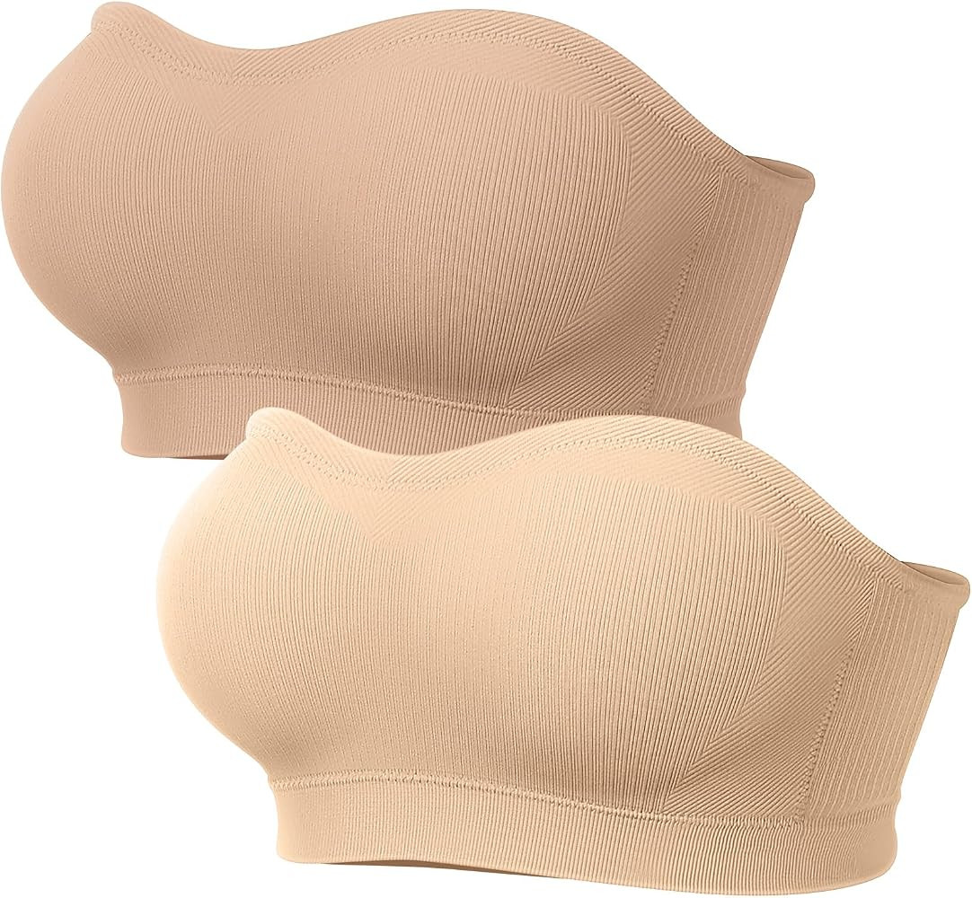 OEAK Supportive Strapless Bras for Women Push Up Wireless Bandeau Bra Non Slip Seamless Bras Comf... | Amazon (US)