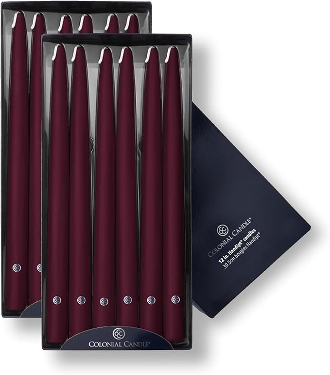 Colonial Candle Unscented Taper Candle, Handipt Collection, Mulberry, 12 in, Pack of 12 - Up to 1... | Amazon (US)