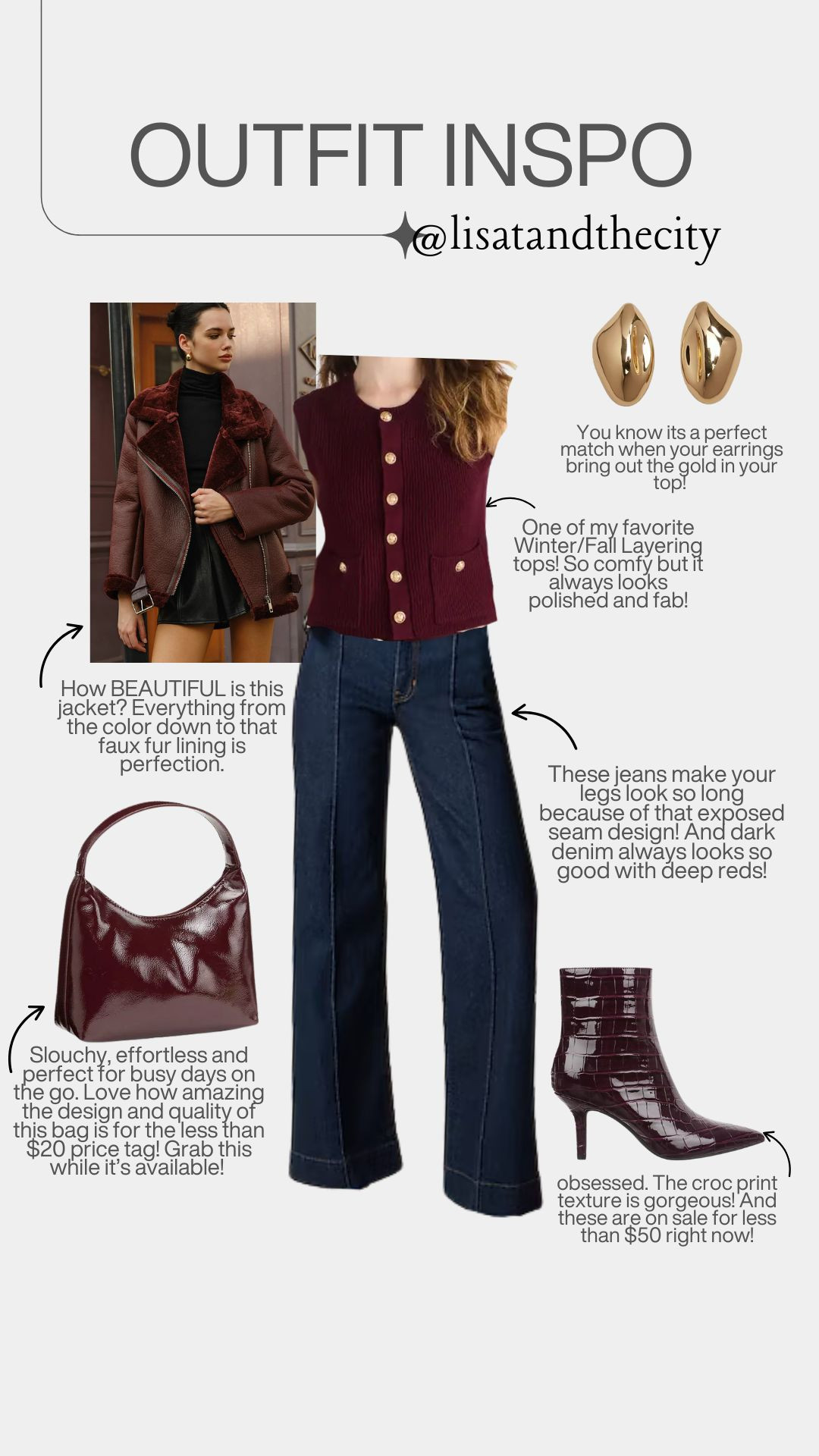 Deep reds for winter? Always yes. ❤️‍🔥 This layered look is polished, cozy, and SO budget-friendly — from the faux-fur jacket to the chic under-$20 shoulder bag and the croc-embossed booties (on sale!). Paired with long-leg denim and a gold-button knit, this look is everything.

#ltkoutfitinspo #ltkfallstyle #ltkwinterfashion #ltkfalloutfits #ltkdenimstyle #ltkchicstyle #ltkbudgetfriendly #ltkwomenstyle #ltkwinteroutfitinspo #ltkfashionfinds #ltkfashioninspo 

 

#LTKootd #LTKSeasonal #LTKSaleAlert