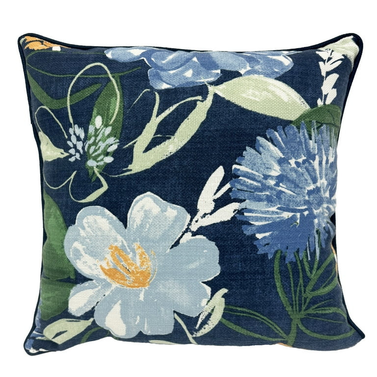 Better Homes & Gardens Blue Floral Outdoor Throw Pillow | Walmart (US)