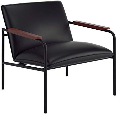 Sauder Boulevard Cafe Faux Leather Upholstered Accent Chair in Black | Amazon (US)