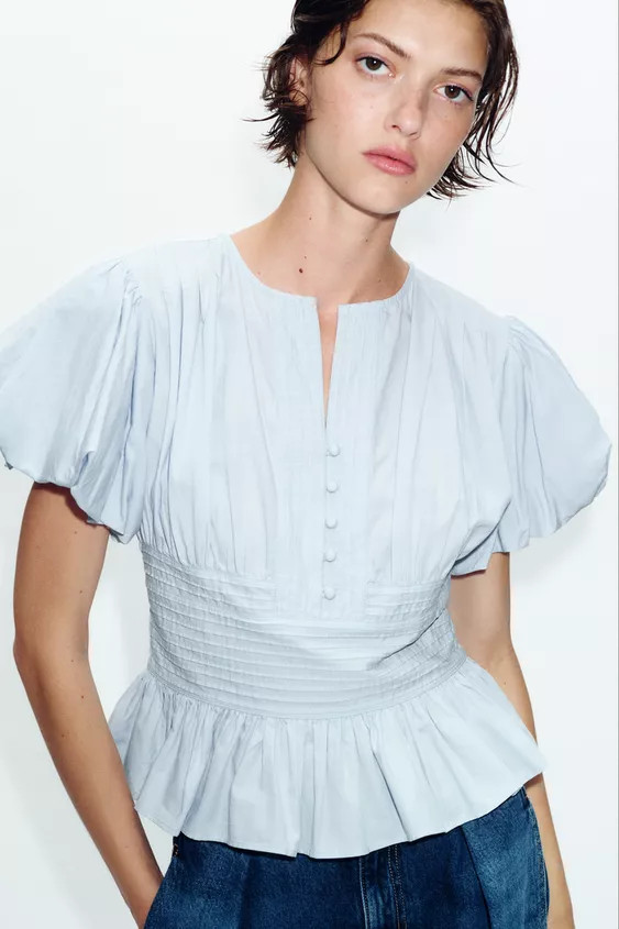 PUFF SLEEVE PINTUCK BLOUSE | Zara UK