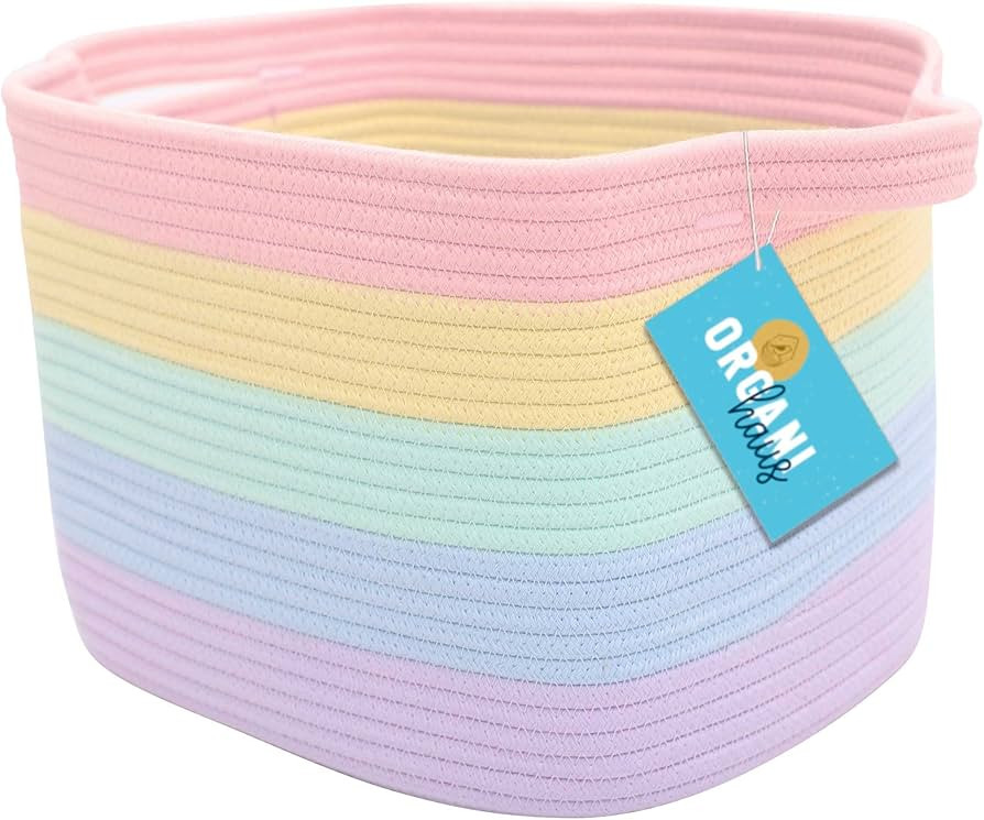 OrganiHaus Rope Basket for Storage | Woven Basket for Rainbow Nursery Decor | Storage Basket for ... | Amazon (US)