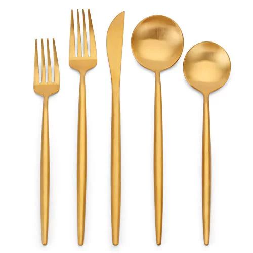 Matte Gold Silverware Set , Oliviola 20-Piece Stainless Steel Flatware Cutlery Set Service for 4,... | Walmart (US)