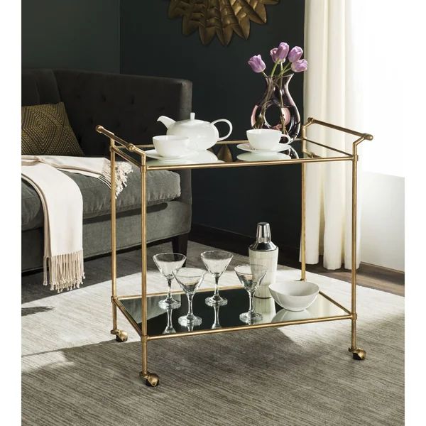Safavieh Felicity Gold/ Mirror Top Bar Cart - 31" x 18" x 30" | Bed Bath & Beyond