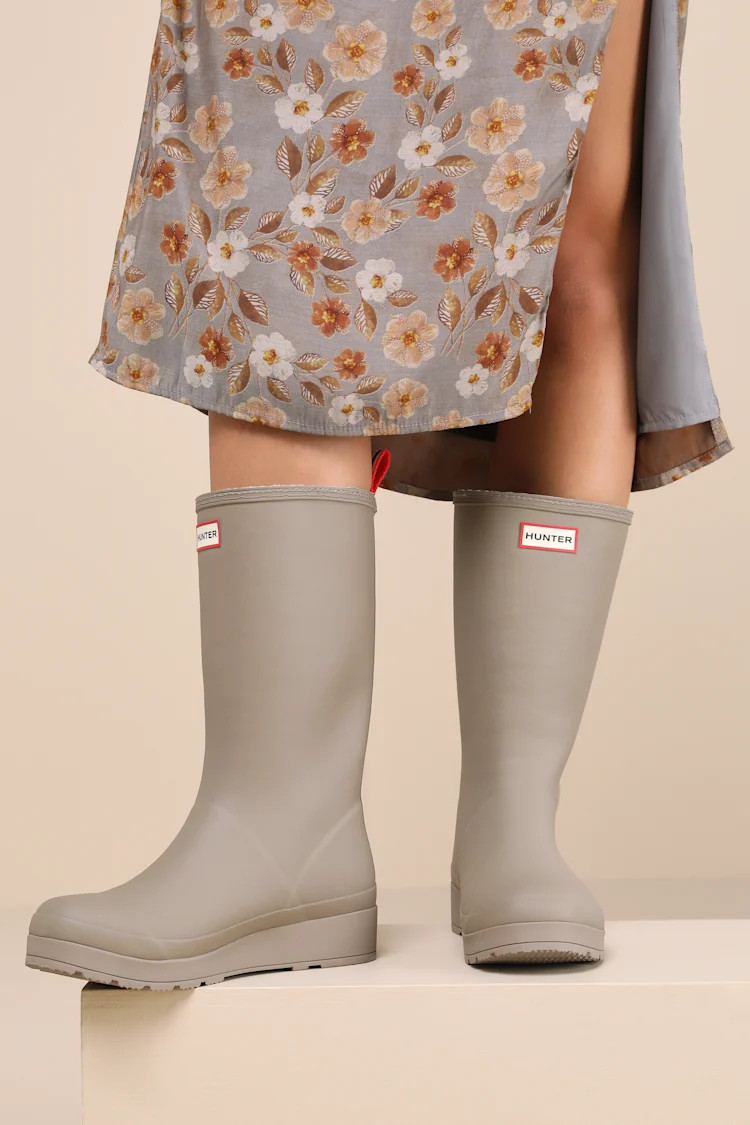 Play Tall Medium Natural Shearling Mid-Calf Rain Boots | Lulus