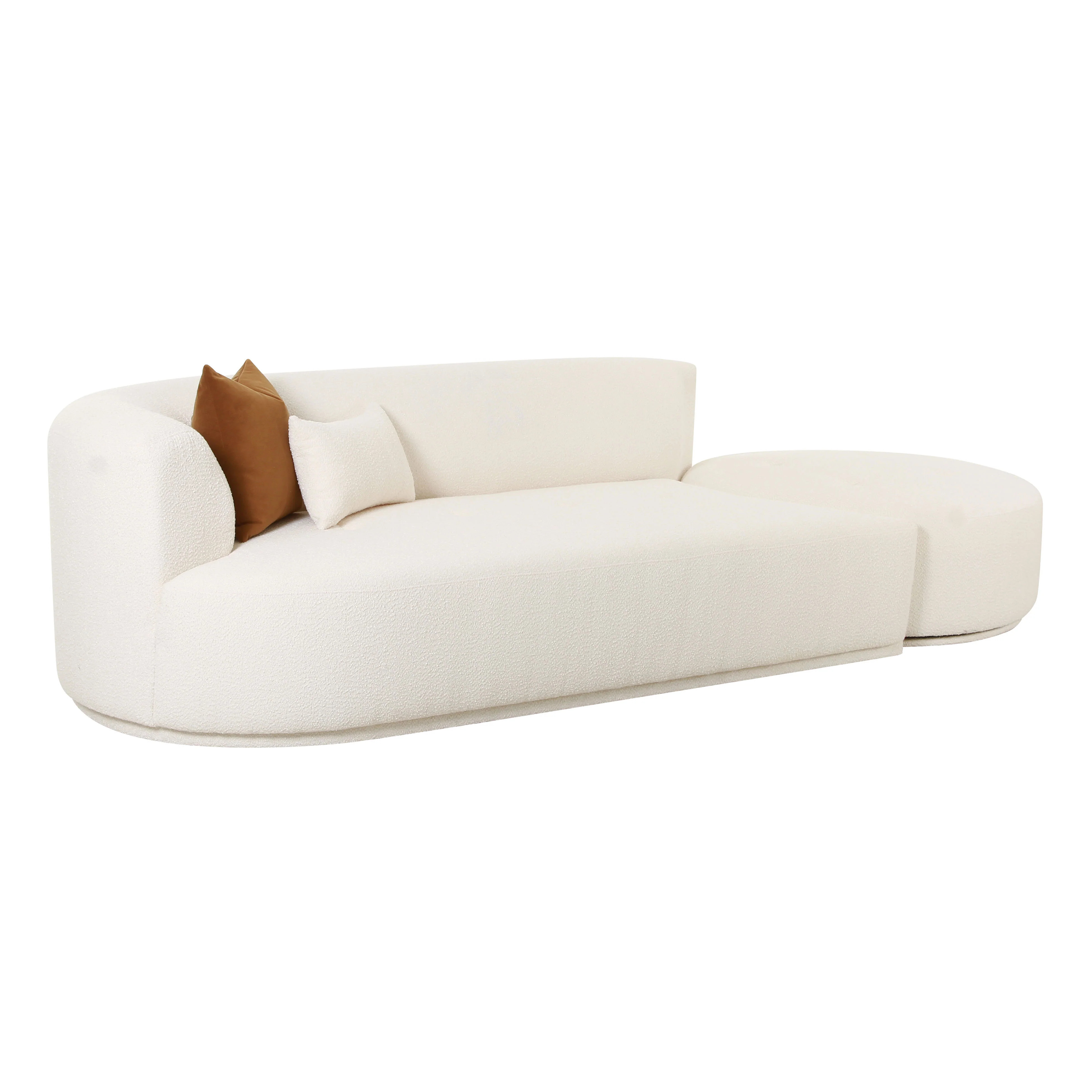 Fickle 112" 2-Piece Cream Performance Boucle Chaise Modular Sofa | TOV Furniture