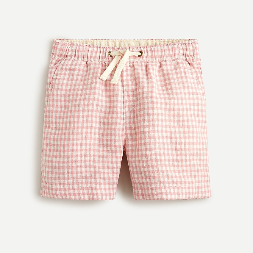 Boys' linen dock short in gingham | J. Crew US