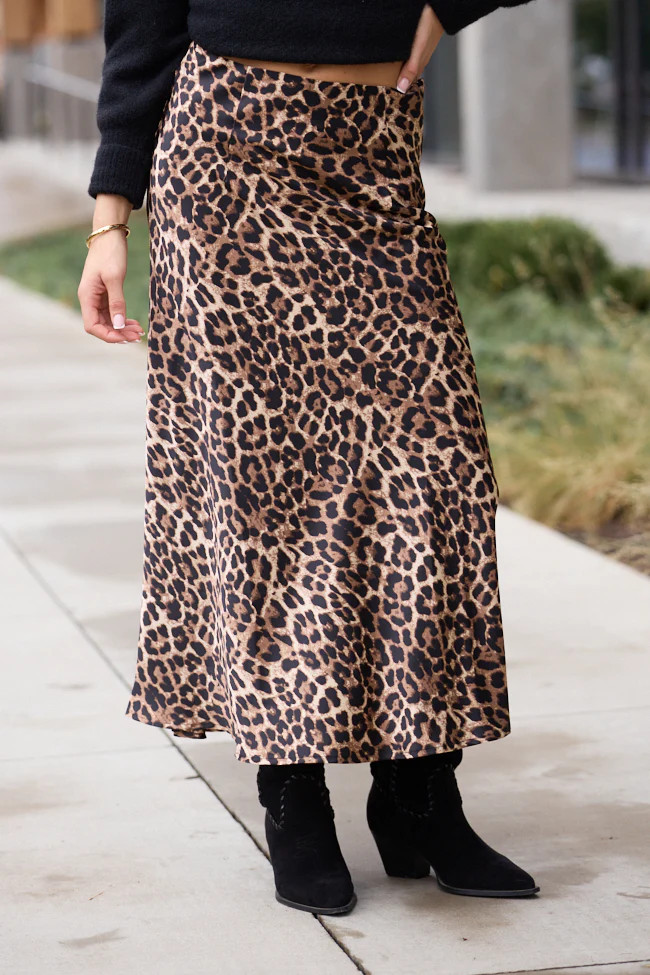 Naomi Brown Leopard Maxi Skirt SALE | Pink Lily