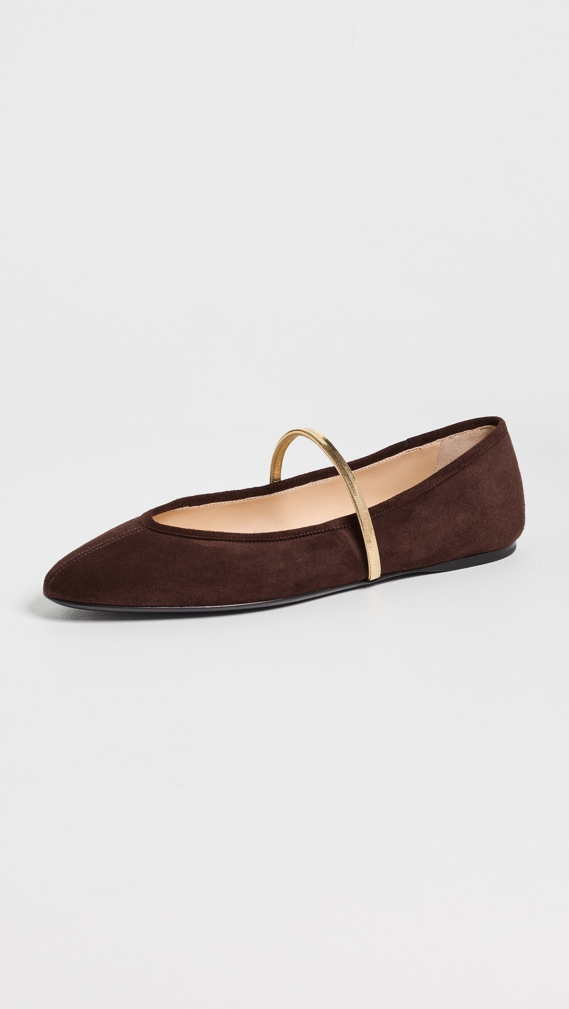 MACH & MACH Collier Chain Suede Ballerina Flats Brown 35 | Shopbop