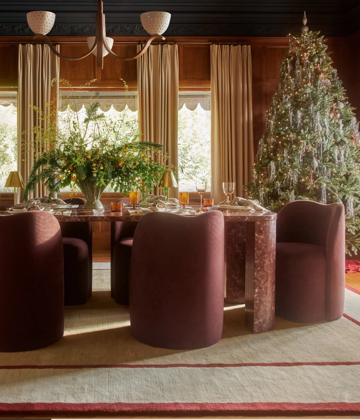 The happiest time of the year ✨ Celebrate in style in this dining room by Lulu and Georgia, featuring cute rose velvet chairs, a red-trimmed rug, and a sparkling chandelier. ❤️

#LuluAndGeorgia #ElegantDining #RoseVelvet #ChicInteriors #HolidayCheer #LuxuryHomeDecor #FestiveVibes #DiningRoomGoals

#LTKHoliday #LTKGiftGuide #LTKHome