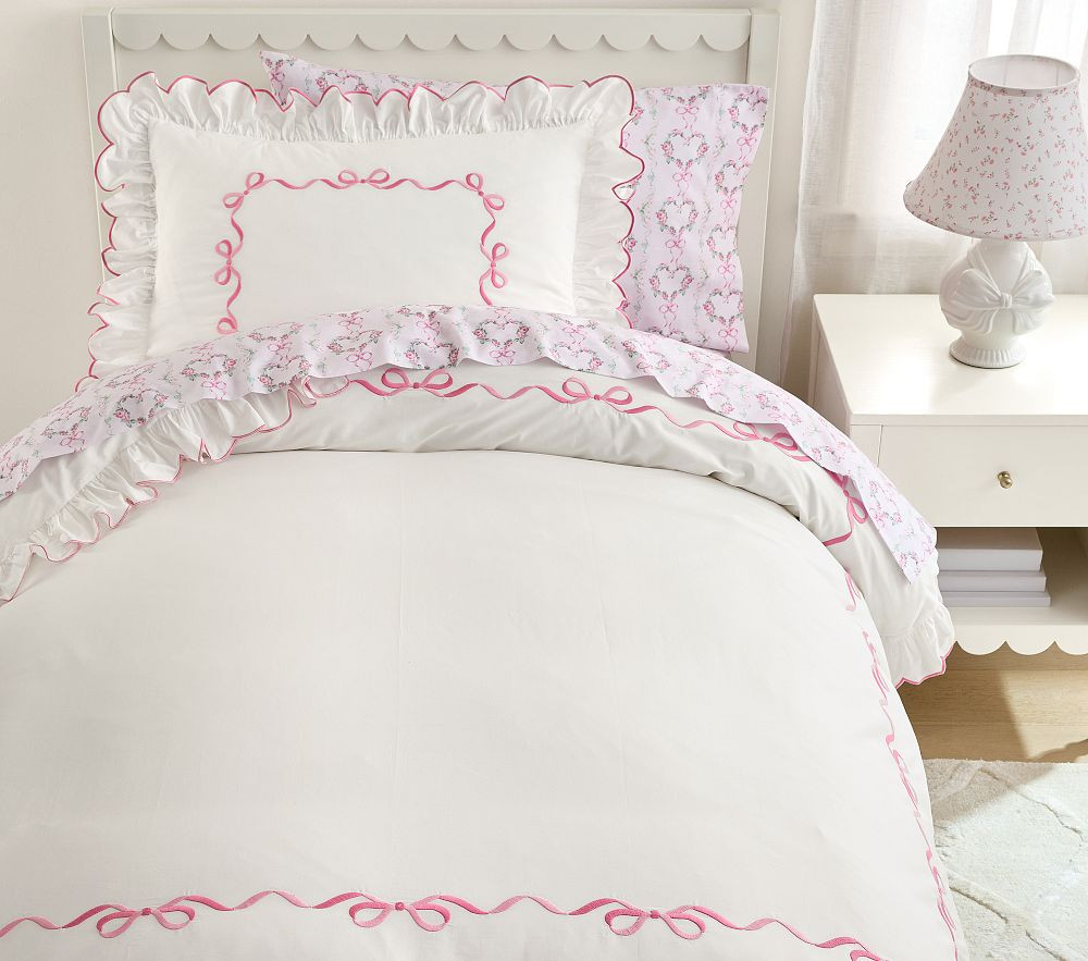 LoveShackFancy Bows Border Duvet Cover & Shams | Pottery Barn Kids