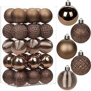 30PCS 2" Christmas Ball Ornaments Shatterproof Brown Christmas Tree Decorations Xmas Tree Balls H... | Amazon (US)