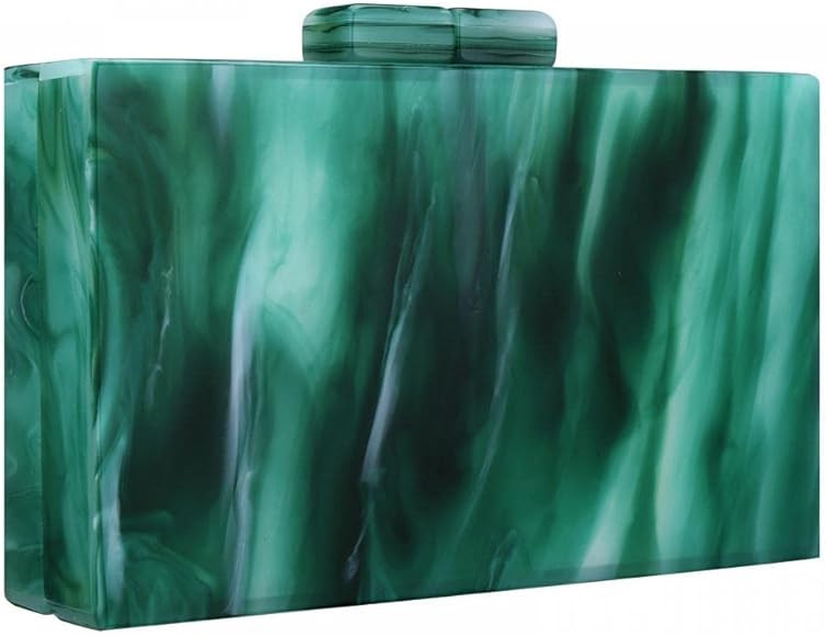 Malachite Green Acrylic Evening Bag Unique Square Bag Cocktail Wedding Party for Women Dress Purse E | Amazon (US)