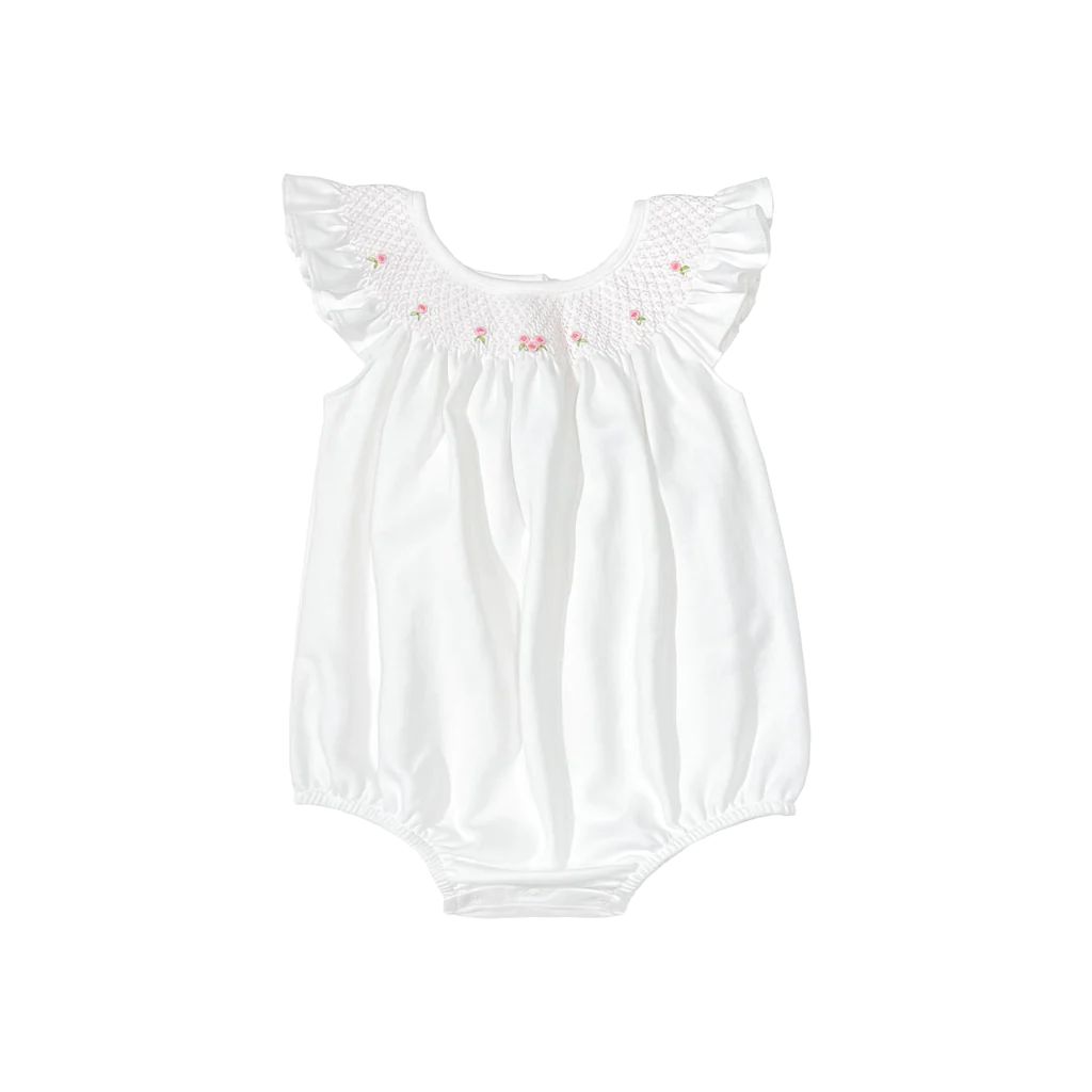 Beach Rose Smocked Pima Bubble-Classic White | NANTUCKET KIDS