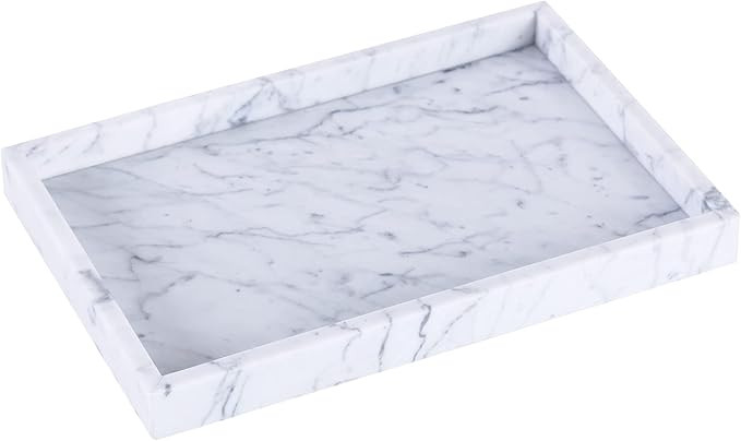 JESSILIN HOME Natural Marble Tray, Serving Tray, Decor Tray，Vanity Tray for Kitchen, Bathroom, ... | Amazon (US)