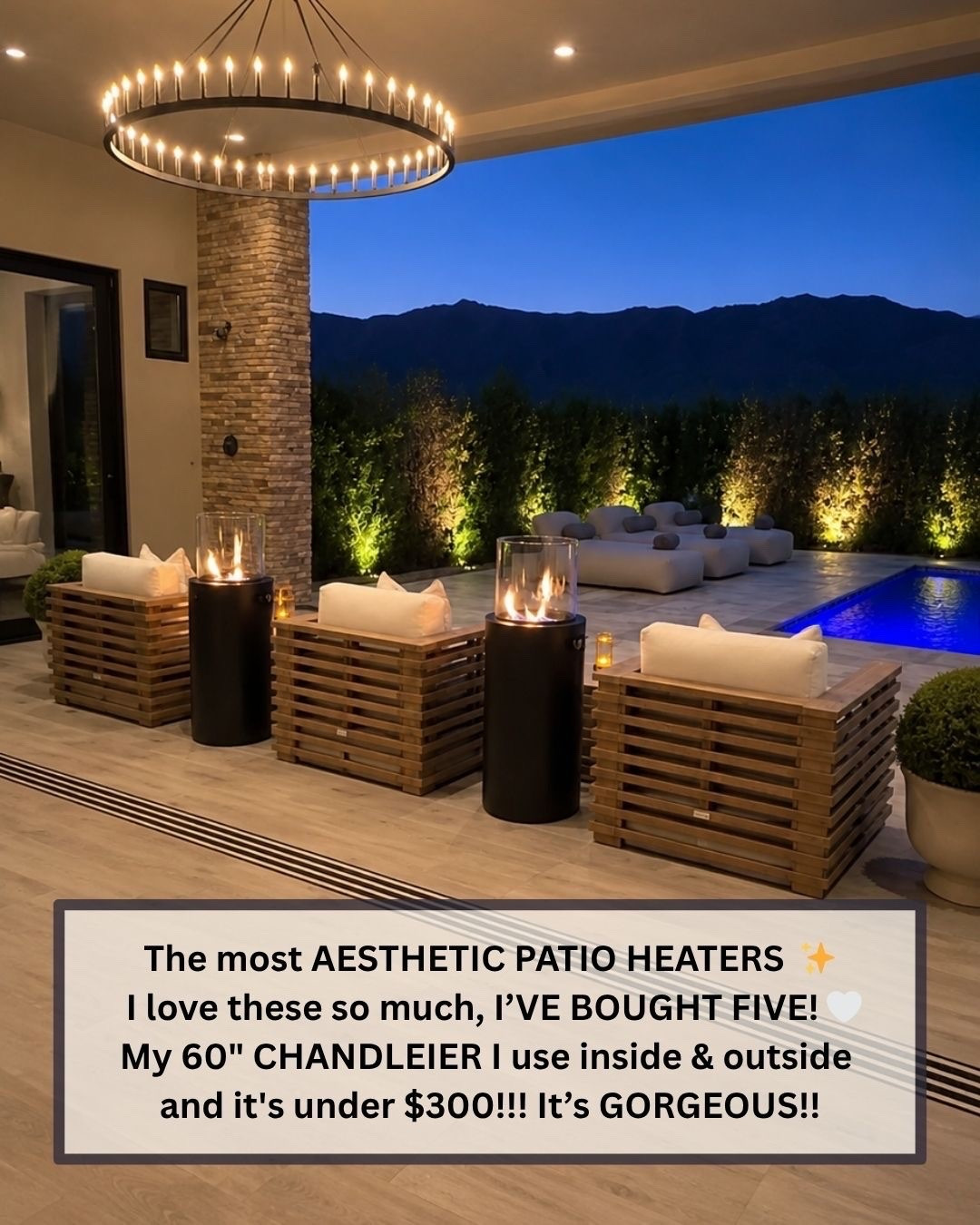 The most aesthetic patio heaters I love these so much, I’ve bought five!😍

My 60 inch chandelier I use inside and outside and it’s under $300! It’s gorgeous!￼😊

Summerthompsonstyles

#LTKSaleAlert #LTKHome #LTKselfcare