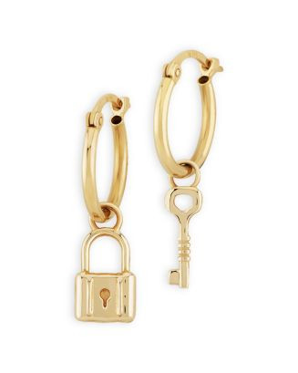 Lock & Key Dangle Hoop Earrings in 14K Yellow Gold - Exclusive | Bloomingdale's (US)