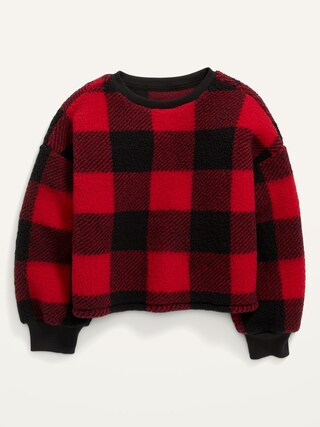 Slouchy Sherpa Cropped Sweatshirt for Girls | Old Navy (US)