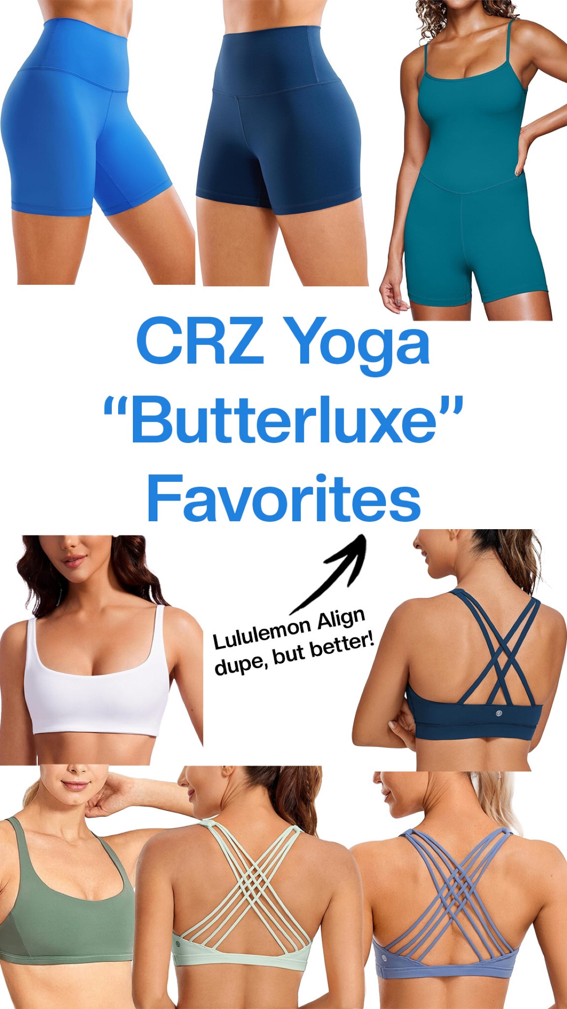 Move over name brands, this is my favorite activewear ever (and I have it all!)
CRZ Yoga’s Butterluxe fabric is so good, and I have even more colors than what I could fit on the post! Slightly more compressive than Lululemon Align, but just as soft and comfortable. Holds up well with every activity I put it through, and is so affordable that you can get all the colors you want!

#LTKFitness #LTKFindsUnder50 #LTKActive