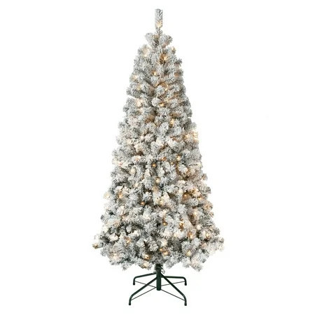 National Tree Company Pre-Lit Artificial Christmas Tree, Green, Acacia, Flocked, 250 Clear Lights, Includes Stand, 6 Feet | Walmart (US)